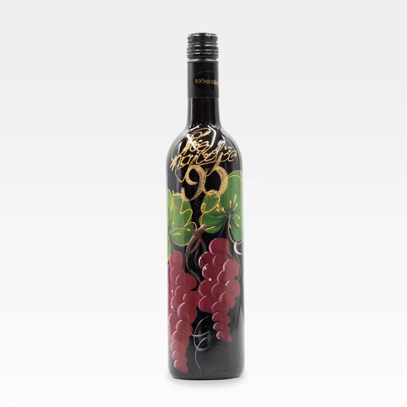 Jubilejno vino, 0.75l, poslikana steklenica - Vse najboljše 90 rdeč grozd