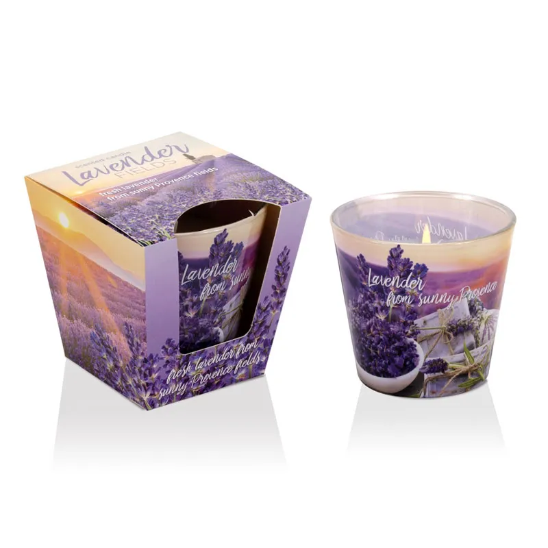 Sveča dišeča v steklu, Lavender Fields, 115 g, sort.