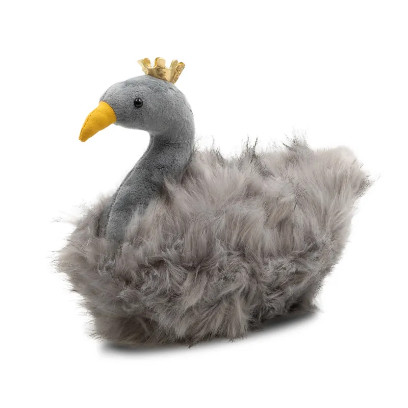 Pliš, labod s krono, 36cm, PP bombaž + kremenčev pesek, sort.