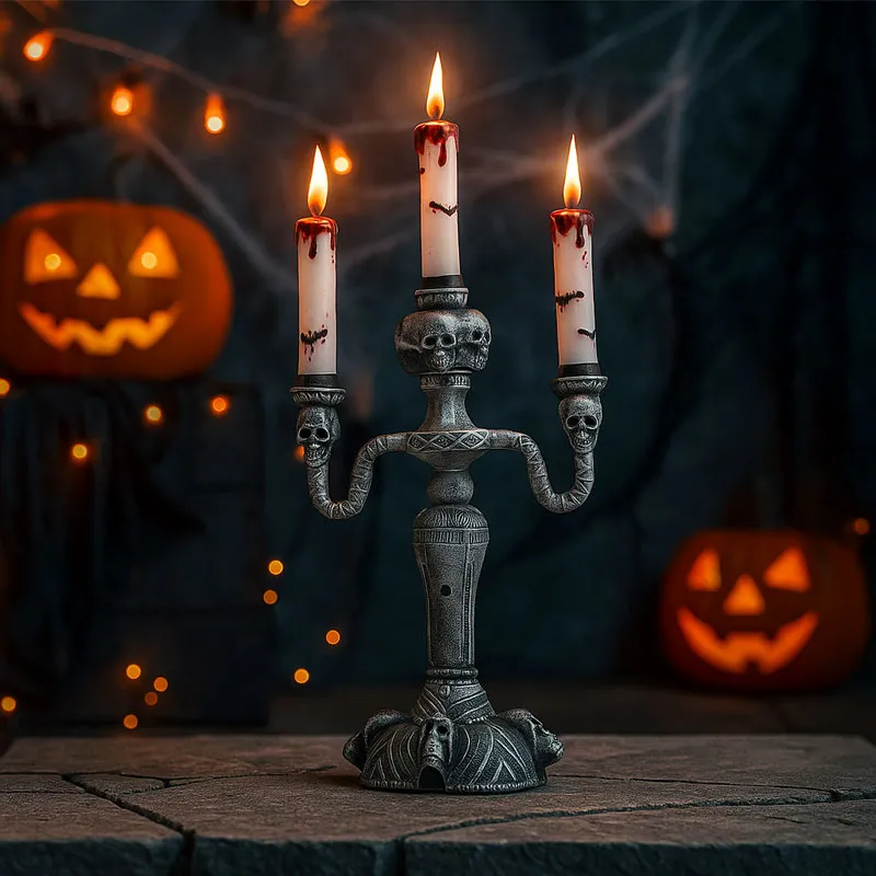 Svečnik Halloween z LED lučko, umetna masa, 39x17cm