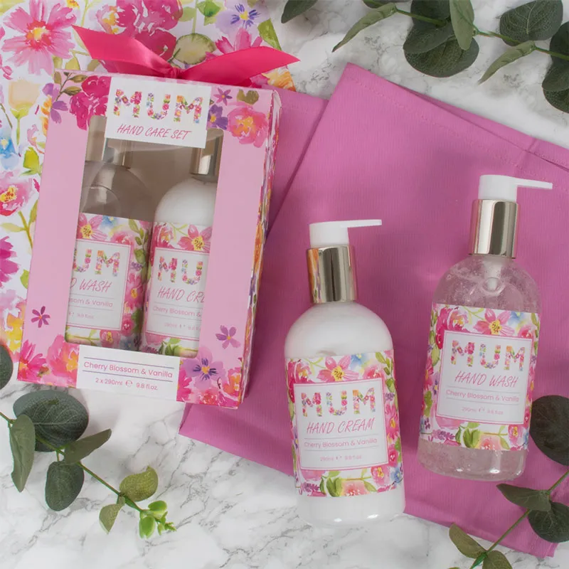 Darilni set Cherry Blossom & Vanilla, Hand care set, 2/1, MAMA, (tekoče milo za roke 290ml, krema za roke 290ml)