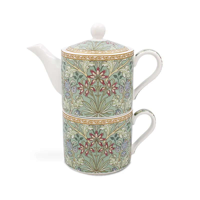Lonček in čajnik "Tea for one", Hiacinta, W. Morris, kitajski porcelan, 7+7.5cm, v darilni embalaži