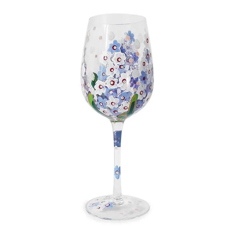 Kozarec za vino poslikan, delfinije, 23cm, v darilni embalaži