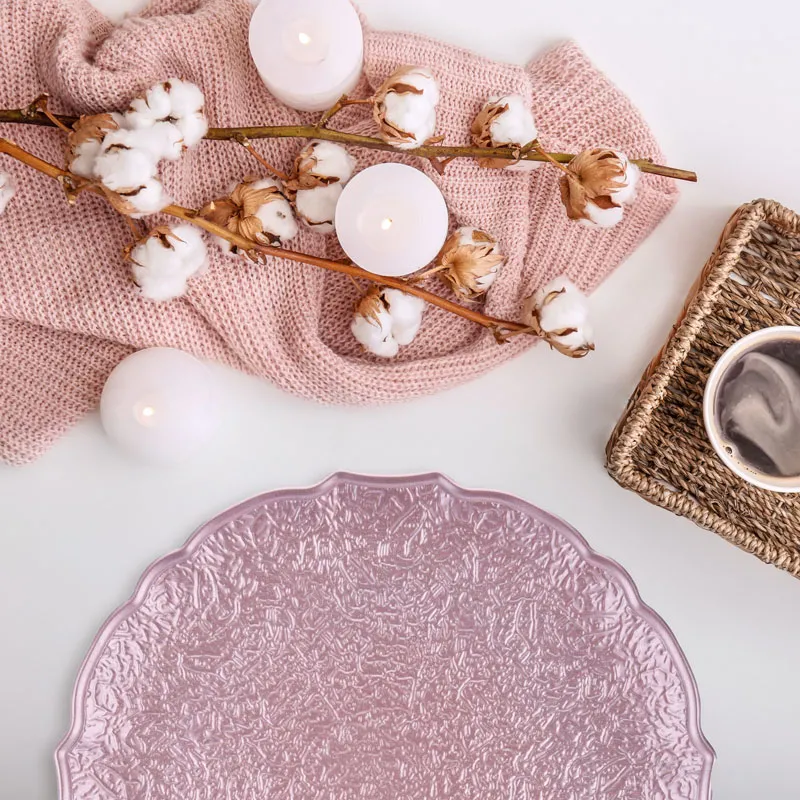 Krožnik, metalik, PVC, 33cm, sort.