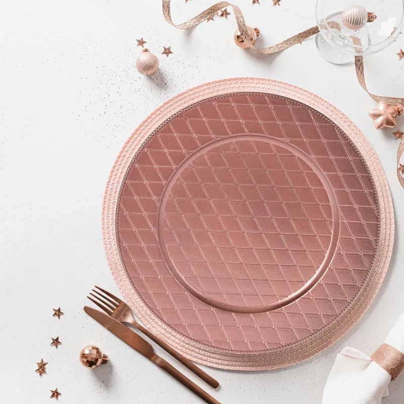 Krožnik, odtenki roza, PVC, 33cm, sort.