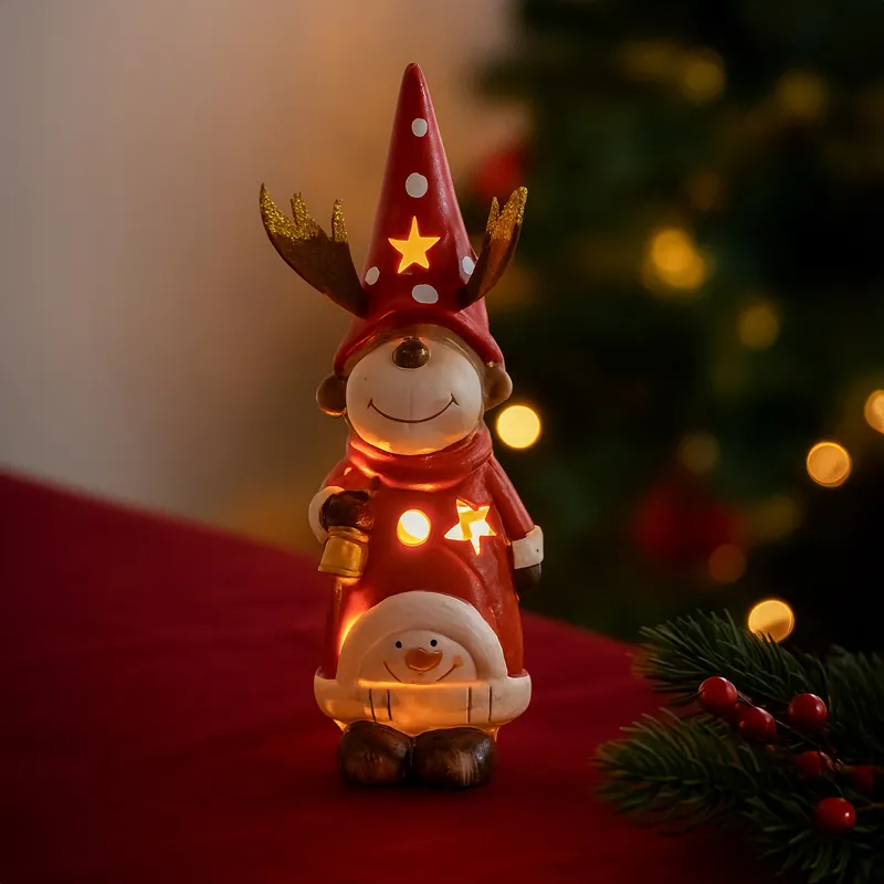 Jelenček z LED lučko, terakota, 10.5x7x22.5cm