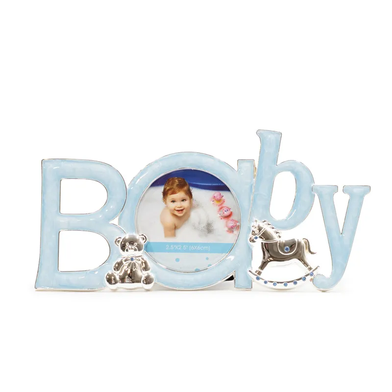 Okvir za sliko, "Baby", moder, za sliko 6.6x6.5cm, cinkova zlitina,19.2x5x10cm
