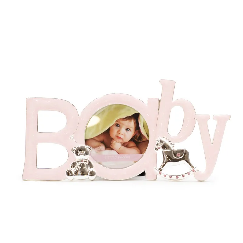 Okvir za sliko, "Baby", roza, za sliko 6.6x6.5cm, cinkova zlitina,19.2x5x10cm