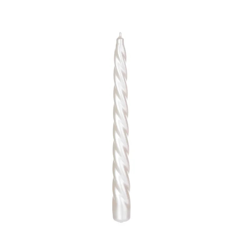 Sveča koničasta, spiralna, metalik, perla, 23cm