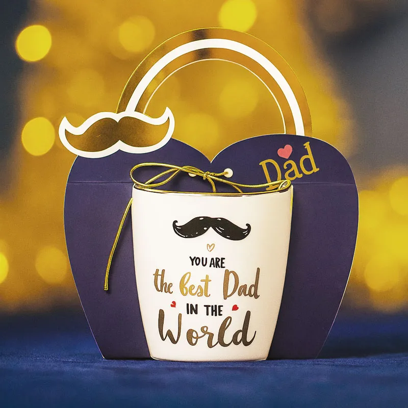 Skodelica, You are the best DAD on the World, zlati ročaj, kitajski porcelan, 3.55dcl, v darilni embalaži