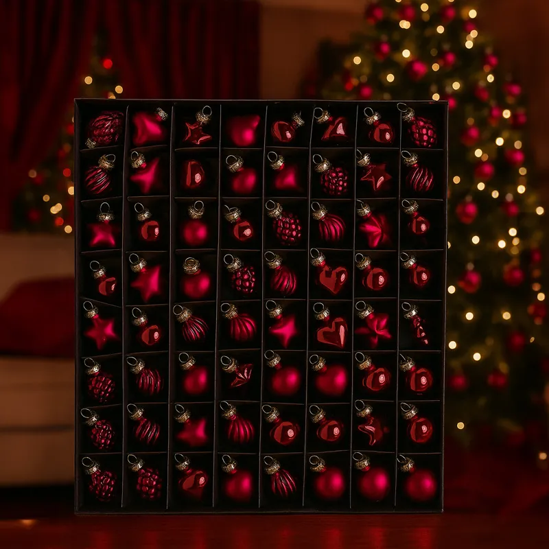 Krogle božične, steklene, rdeče, set 62/1, 4cm