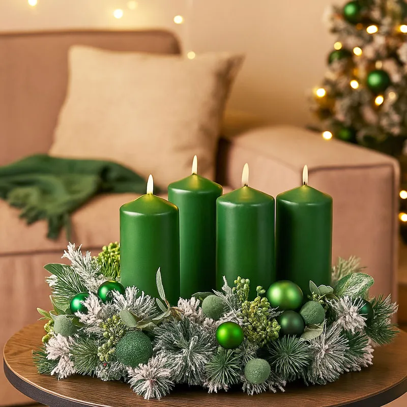 Adventna sveča, temno zelena, 4/1, 5x10cm