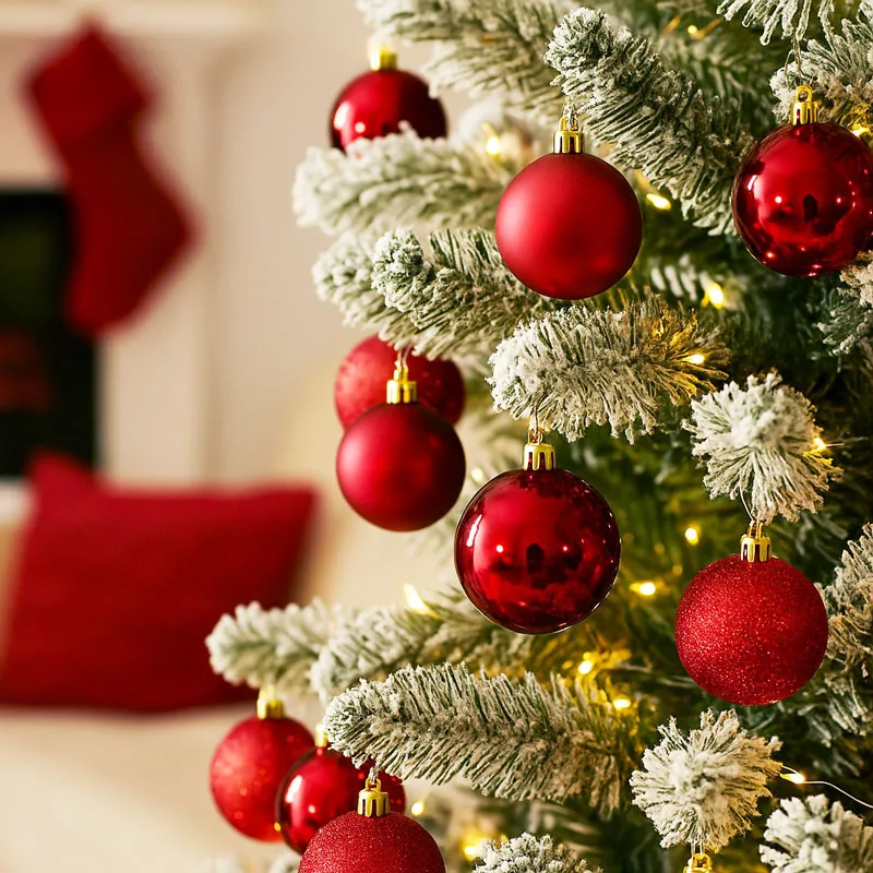 Krogle božične, rdeče, set 70/1, PP, različnih velikosti