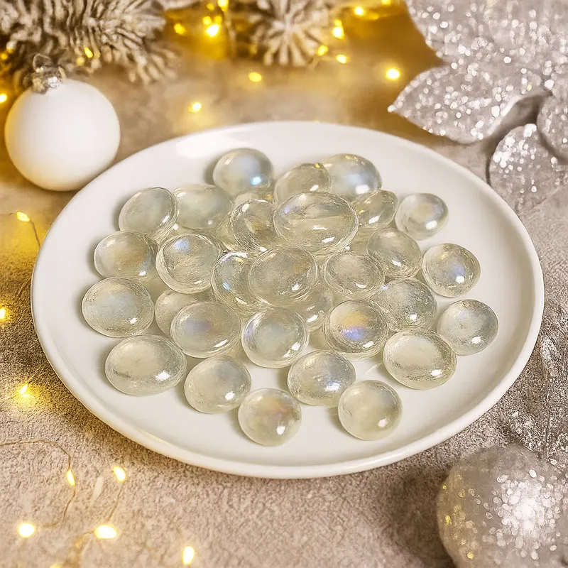 Kamenčki dekorativni, stekleni, prozorni, 2cm, 450g