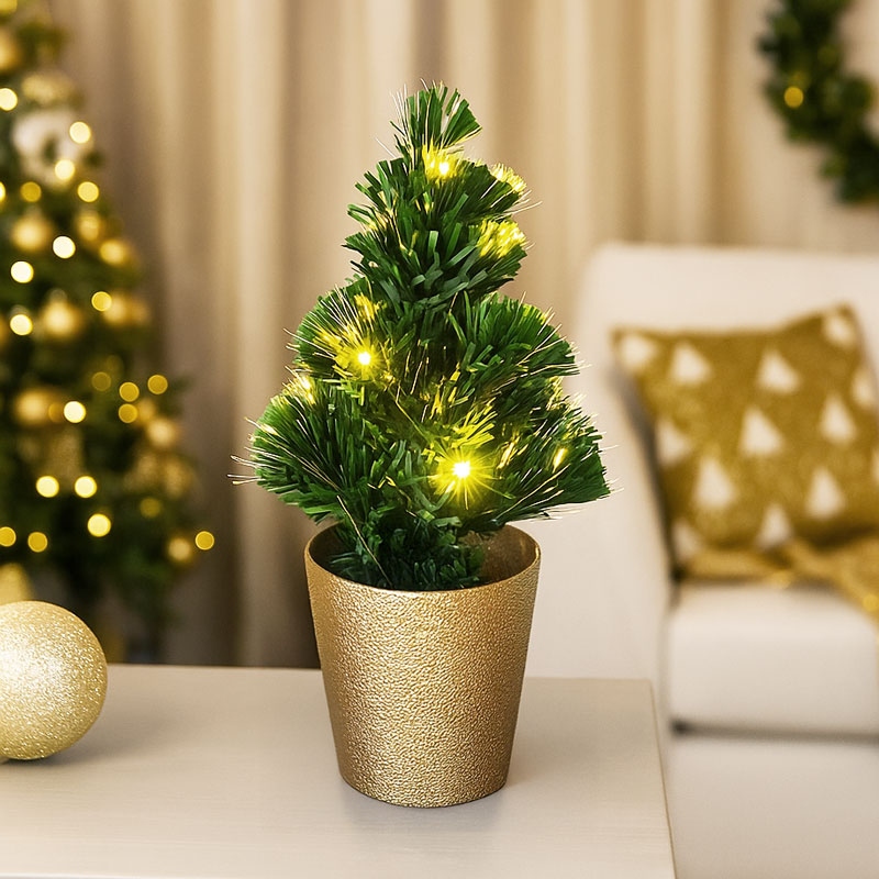 Smreka božična v lončku, z LED lučakmi, 22x22x45cm