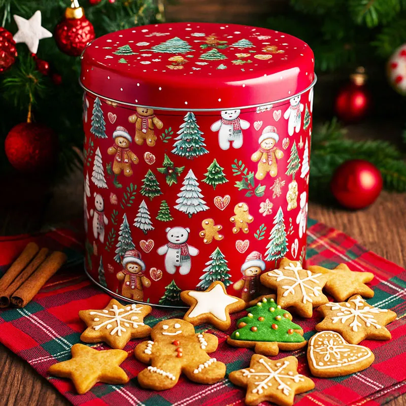 Doza za kekse, kovinska, božični motiv, 2/1, 17x18cm, 20x20cm