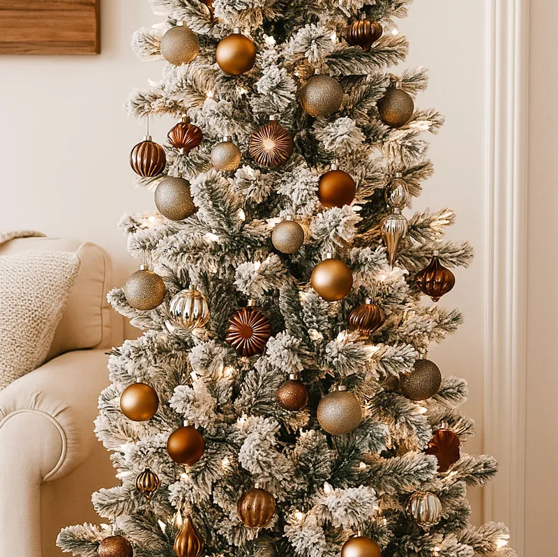 Krogle božične, miks srebrna/jantar, set 32/1, umetna masa, različne oblike in velikosti