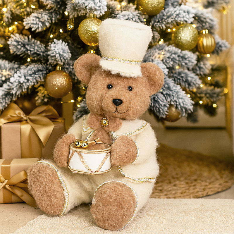 Medved bobnar, dekorativna figura, 16.5x21.5x41cm, sort.