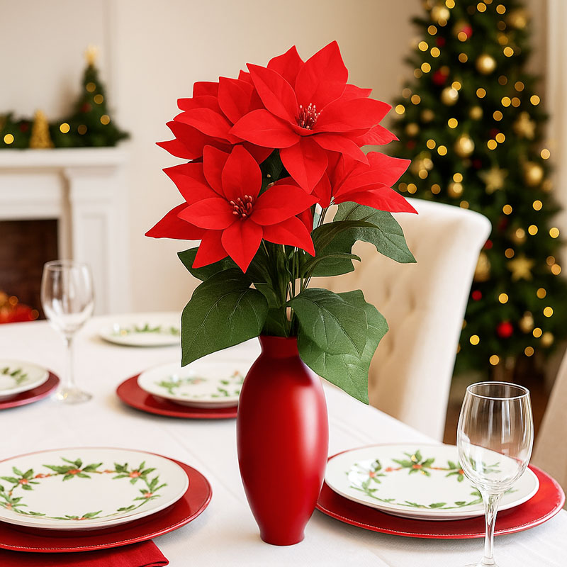Božična zvezda, umetno cevetje v lončku, 25cm