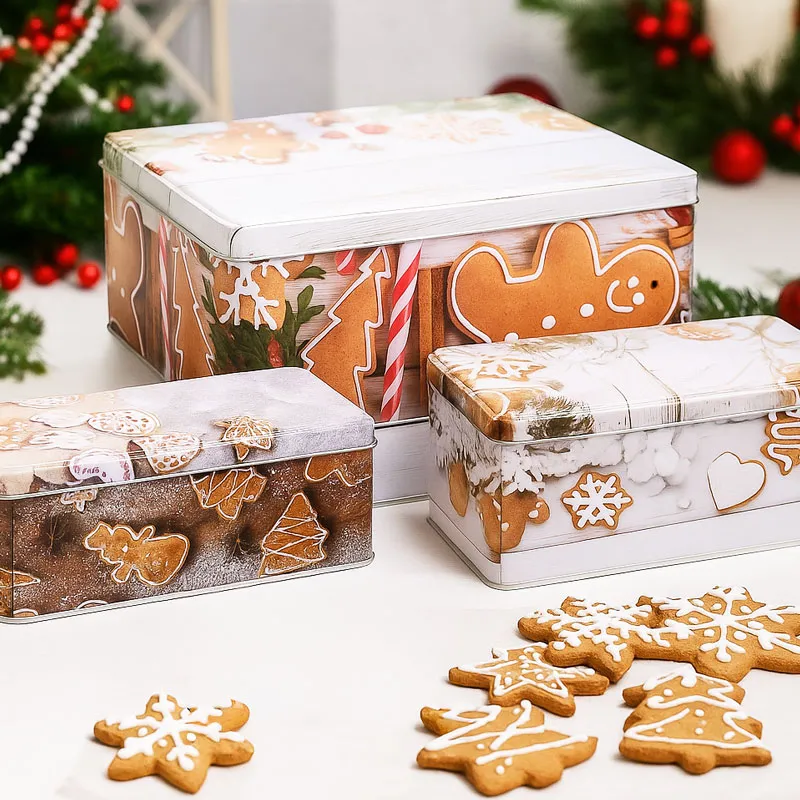 Škatla za kekse, kovinska, božični motiv, 3/1, različne velikosti
