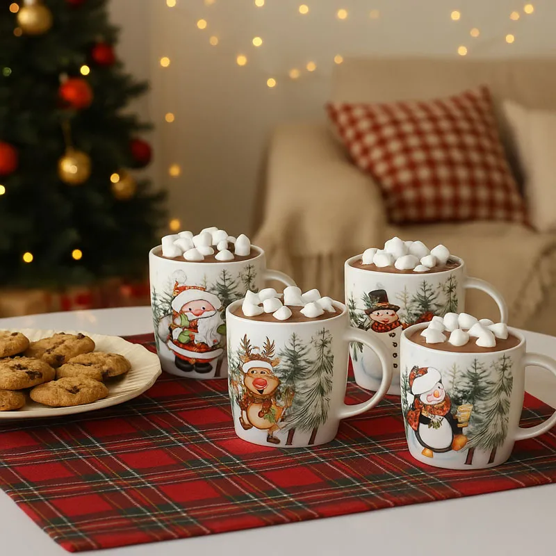 Skodelica, božični motiv, porcelan, 370ml, sort.