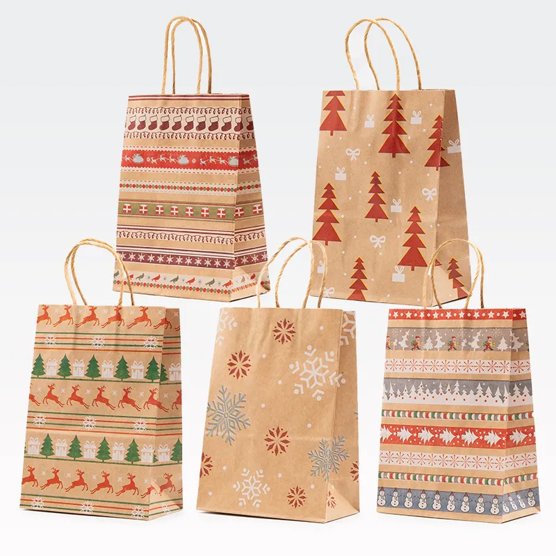 Darilna vrečka, božična, eko, 21x15x8cm, sort.