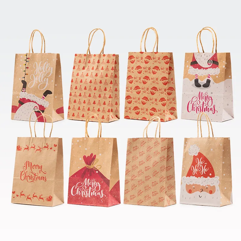 Darilna vrečka, božična, eko, 21x15x8cm, sort.