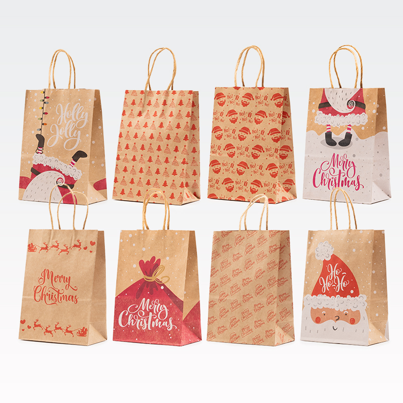 Darilna vrečka, božična, eko, 21x15x8cm, sort.