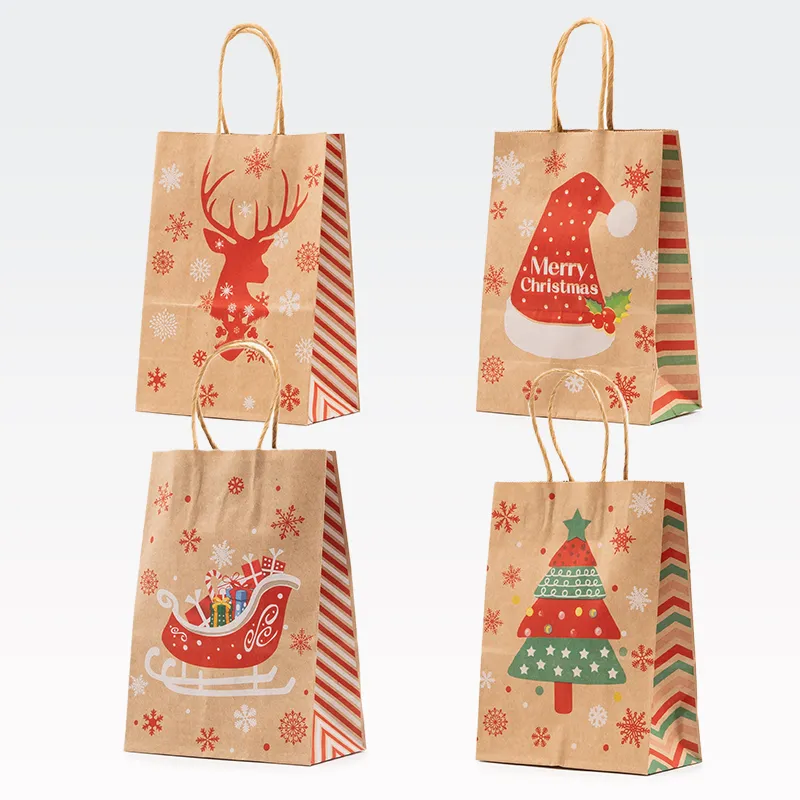 Darilna vrečka, božična, eko, 21x15x8cm, sortirano
