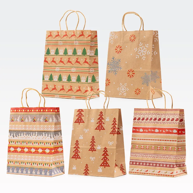 Darilna vrečka, božična, eko, 27x21x11cm, sort.