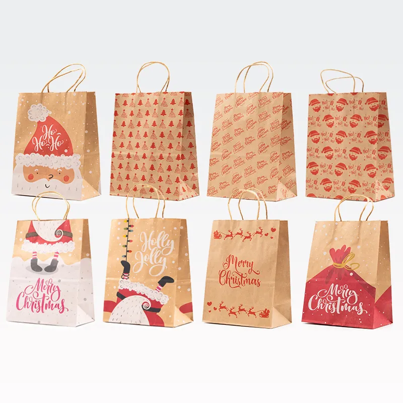 Darilna vrečka, božična, eko, 27x21x11cm, sort.