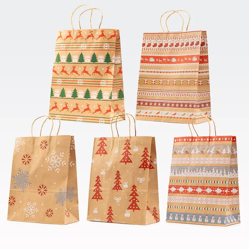 Darilna vrečka, božična, eko, 33x26x12cm, sort.