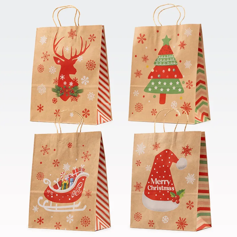 Darilna vrečka, božična, eko, 33x26x12cm, sort.