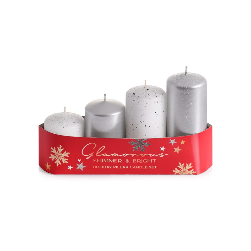 Sveča adventna, 4/1, 40x55/70/85/100, sebrni mix