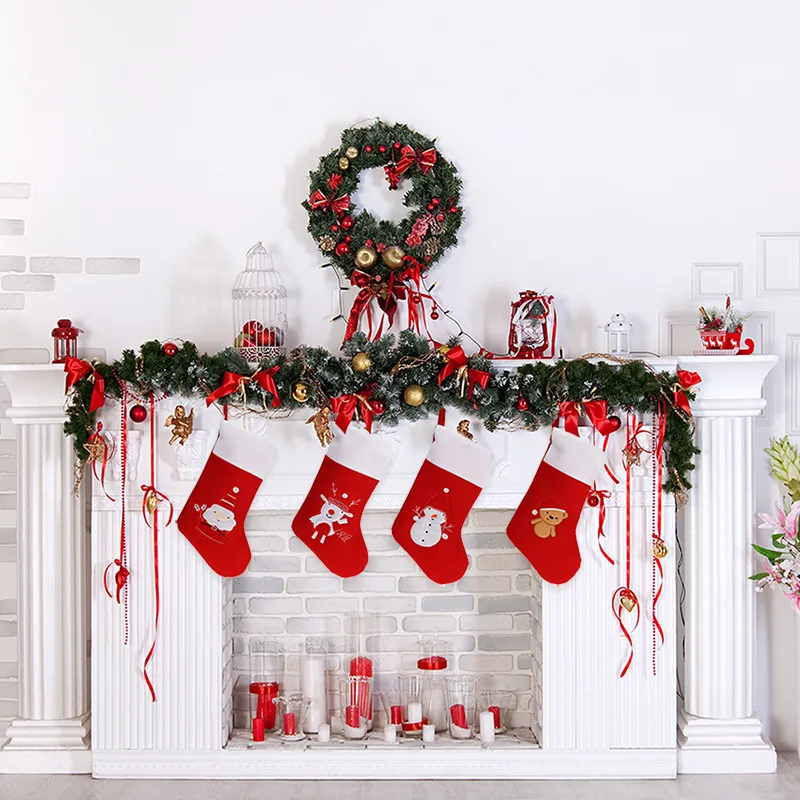 Božična nogavica, z božičnim motivom, 40cm, sort.