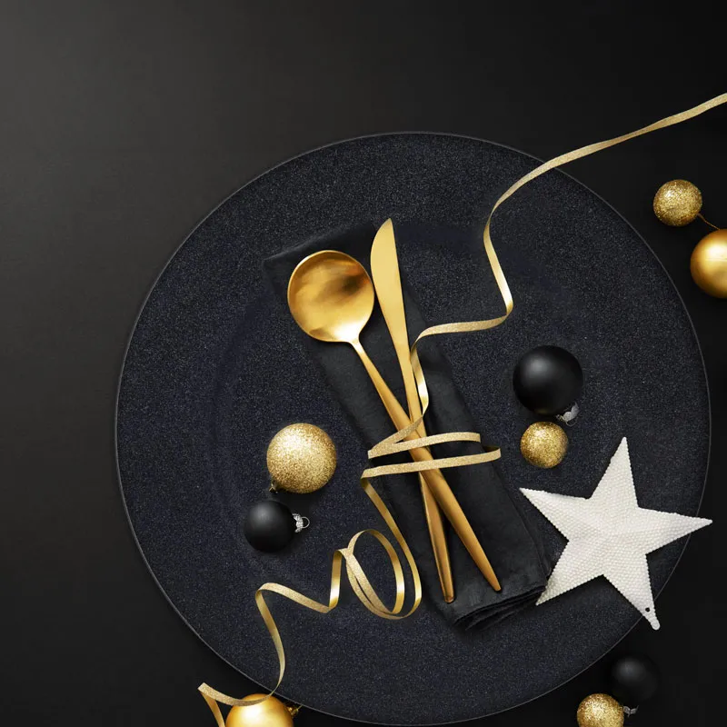 Dekorativni krožnik, črni z bleščicami, PVC, 33cm