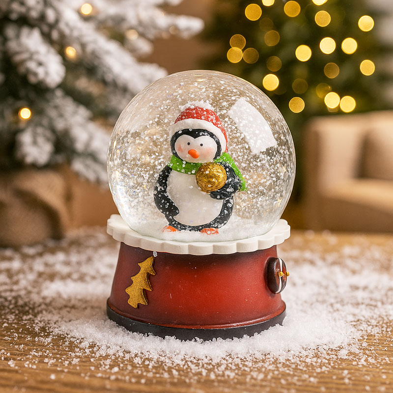 Snežna krogla, božični motiv, polimasa, 9cm, sort.