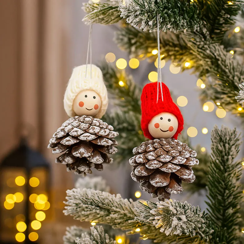 Obesek za smreko, storž z dekoracijo, 11cm, sort.