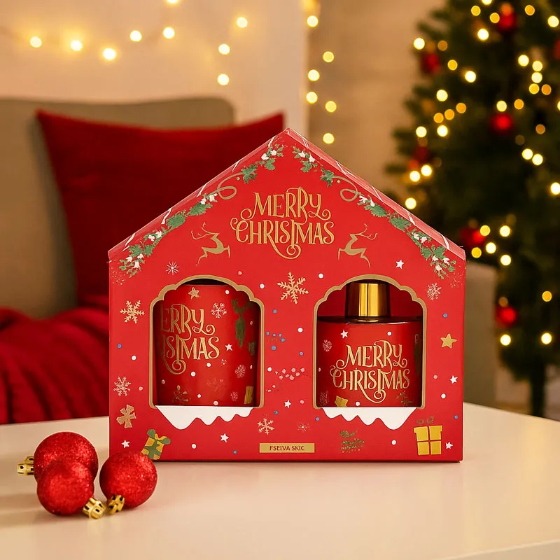 Aroma set, osvežilec zraka 40ml in sveča 6cm, božični motiv, sort.