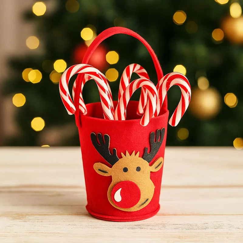 Darilna vrečka iz filca, božični motiv, 12x24x12cm, sort.