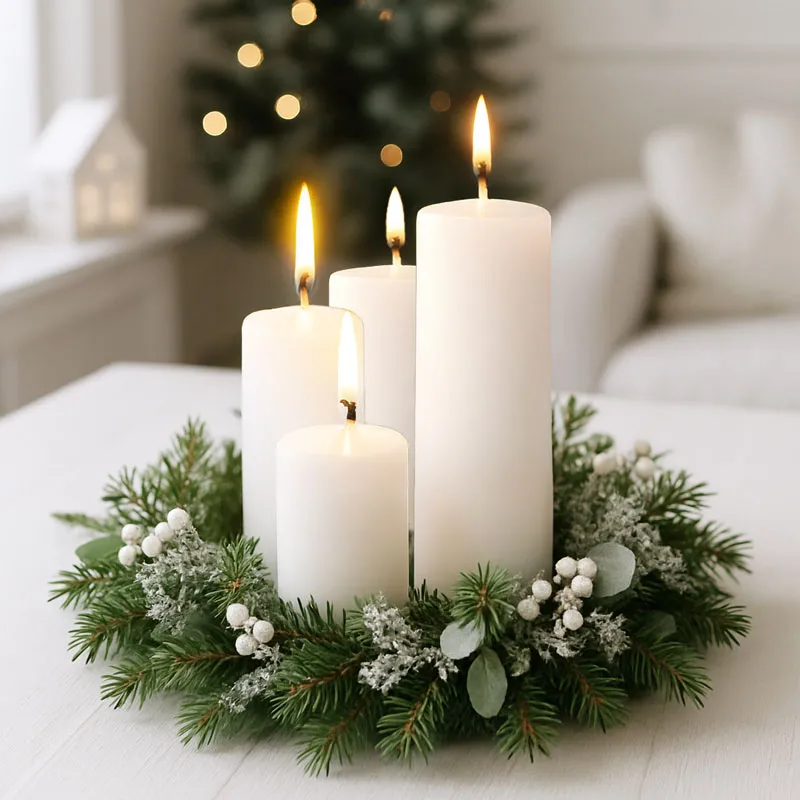 Sveče adventne, bele, dišeče, 4/1, 4x8cm+4x7.5cm+4x10cm+4x12cm