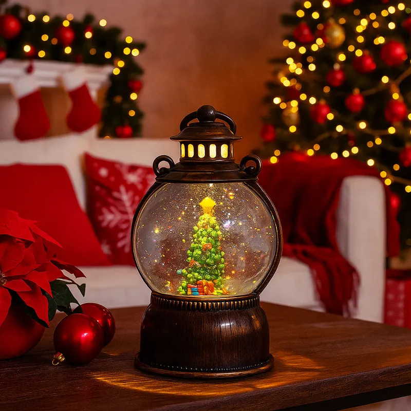 Laterna božična, z LED lučko, umetna masa, 20x11.5cm