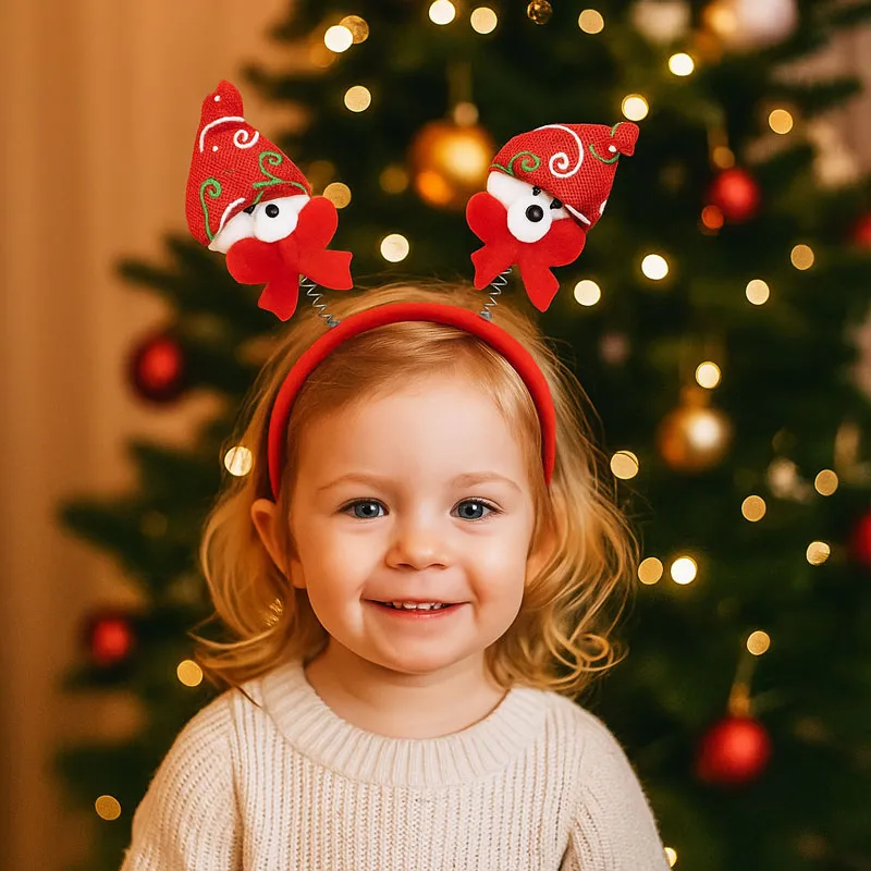 Trak naglavni, božični motiv, rdeč, poliester, sort.