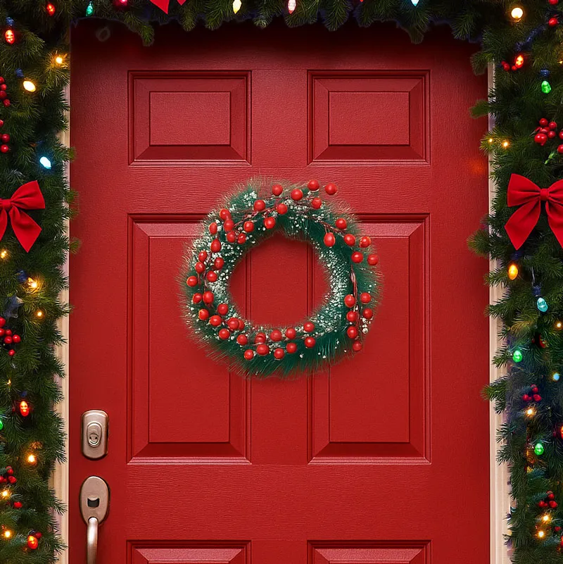 Venček za vrata, božični, umetna masa, 30cm