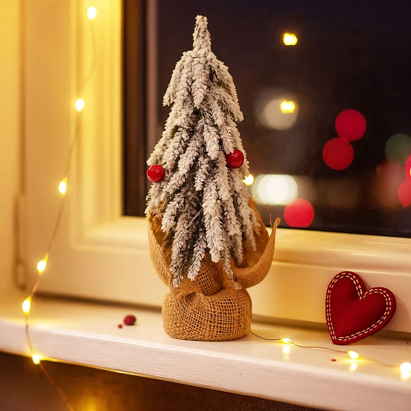 Smreka božična, namizna dekoracija, umetna masa/les, 11x29cm