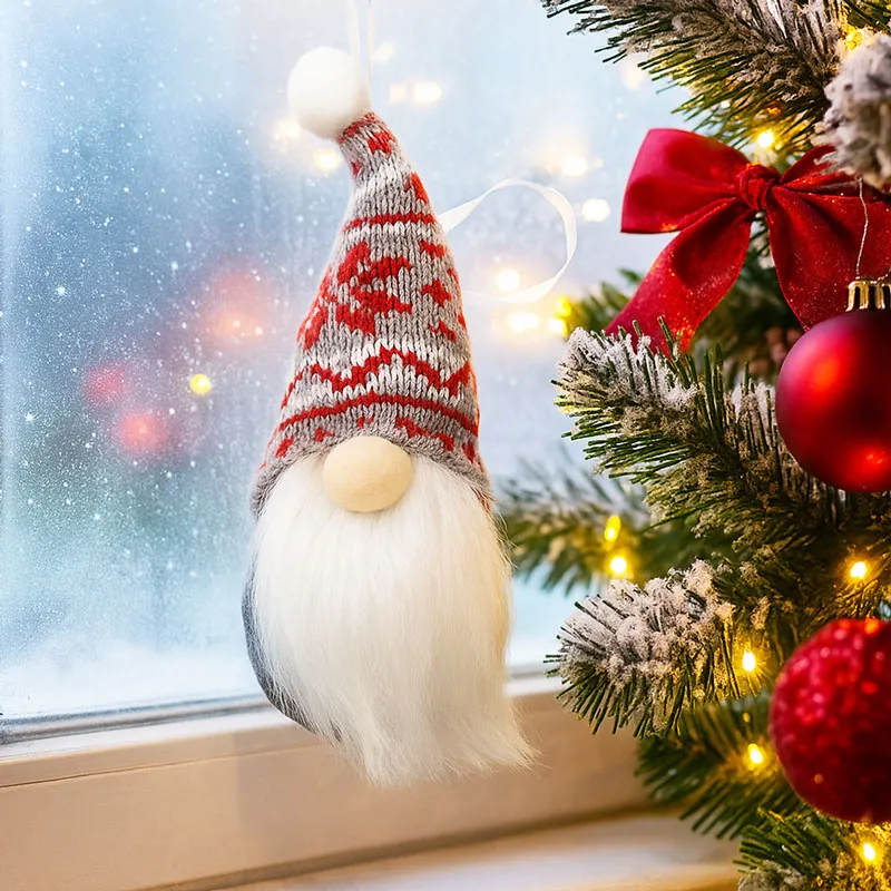 Palček brez okic, s kapo z božičnim motivom, poliester, 18x6cm, sort.