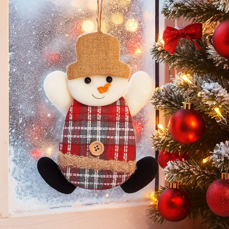 Obesek božični, figura, karirasta, poliester, 18x13cm, sort.