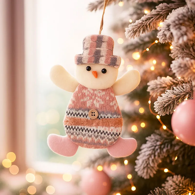 Obesek božični, figura, v roza barvi, poliester, 12.5x16cm, sort.