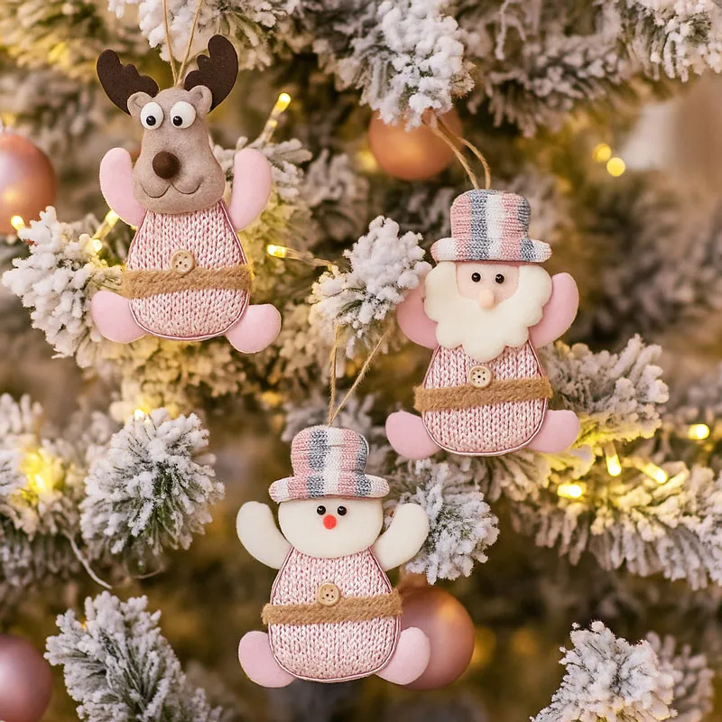 Obesek božični, figura v roza barvi, ter glitri, poliester, 9.5x14cm, sort.