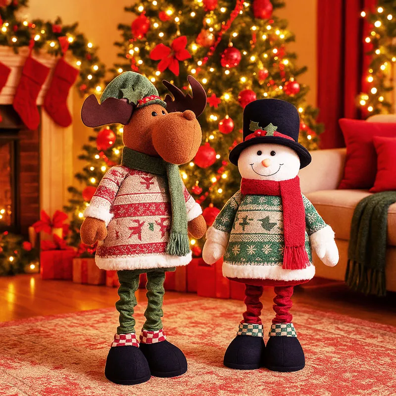 Figura božična, stoječa, s teleskopskimi nogami, poliester, 80x26cm, sort.